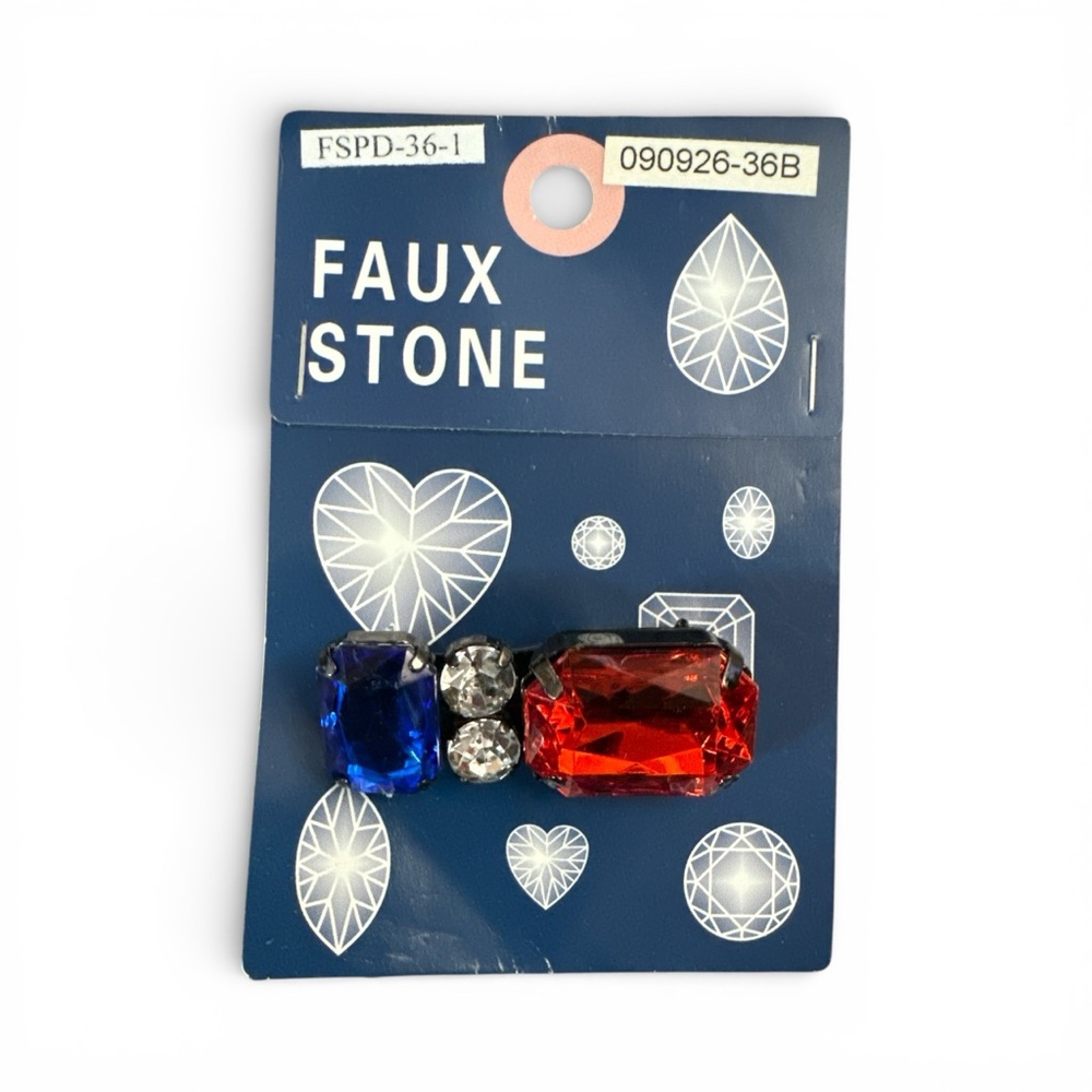 Simulated Ruby Simulated Sapphire & Simulated Diamond Faux Stone Pendant NWT